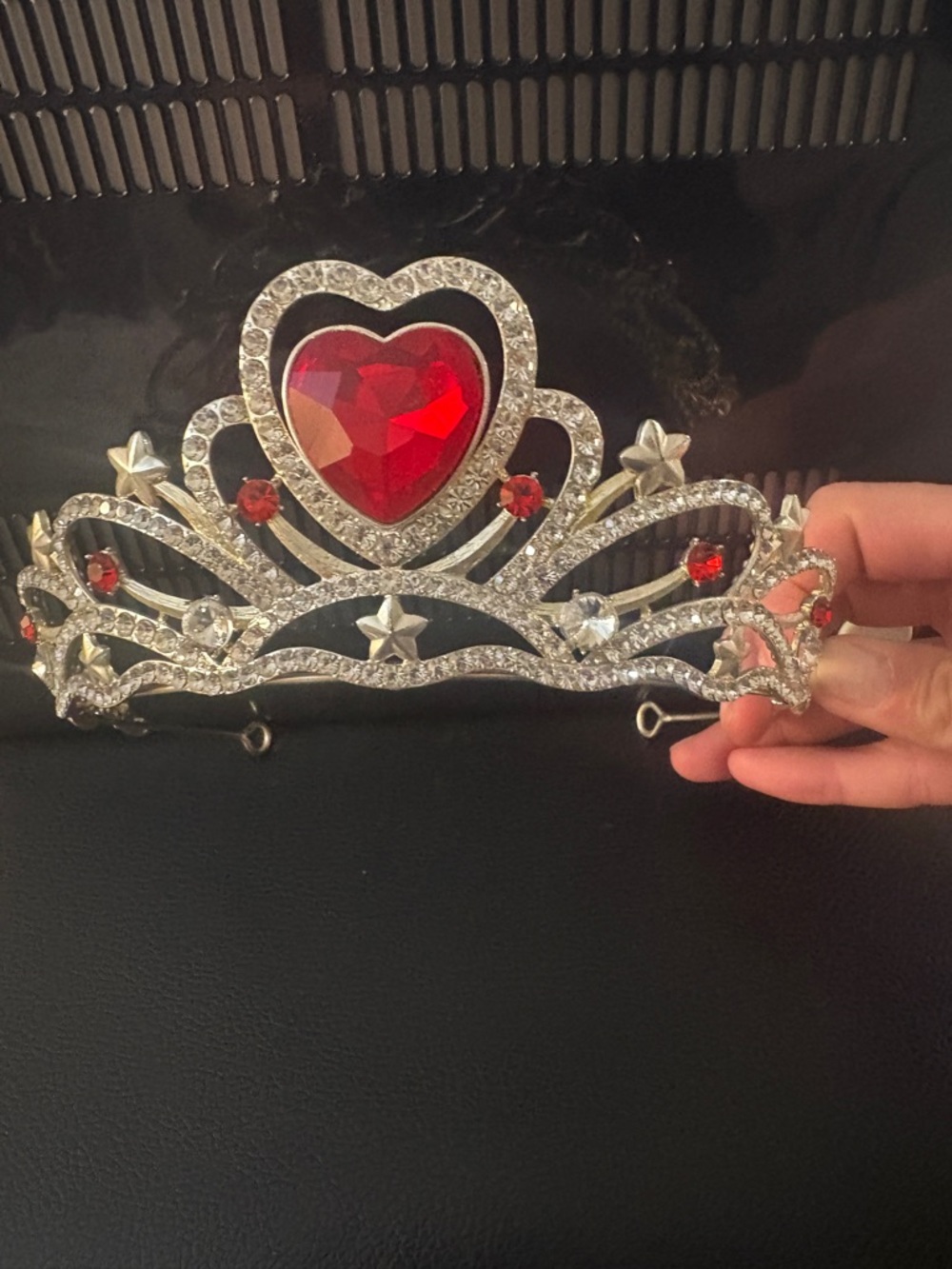 Silver Tiara with Red Heart Jewel